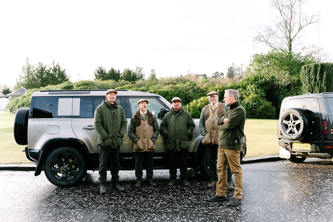 Clients gathered before a private estate shoot